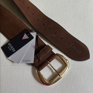 Guess suede and leather dark brown size small belt with gold hardware